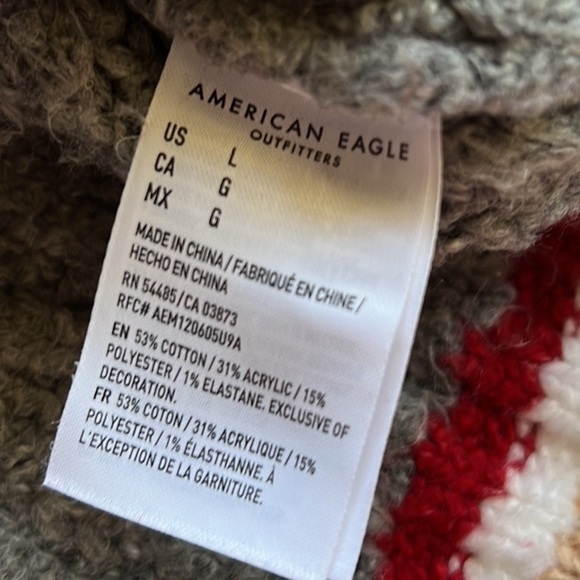 American Eagle Vintage Style Letterman Cardigan Sweater Red/Gray Size Large - Picture 7 of 7